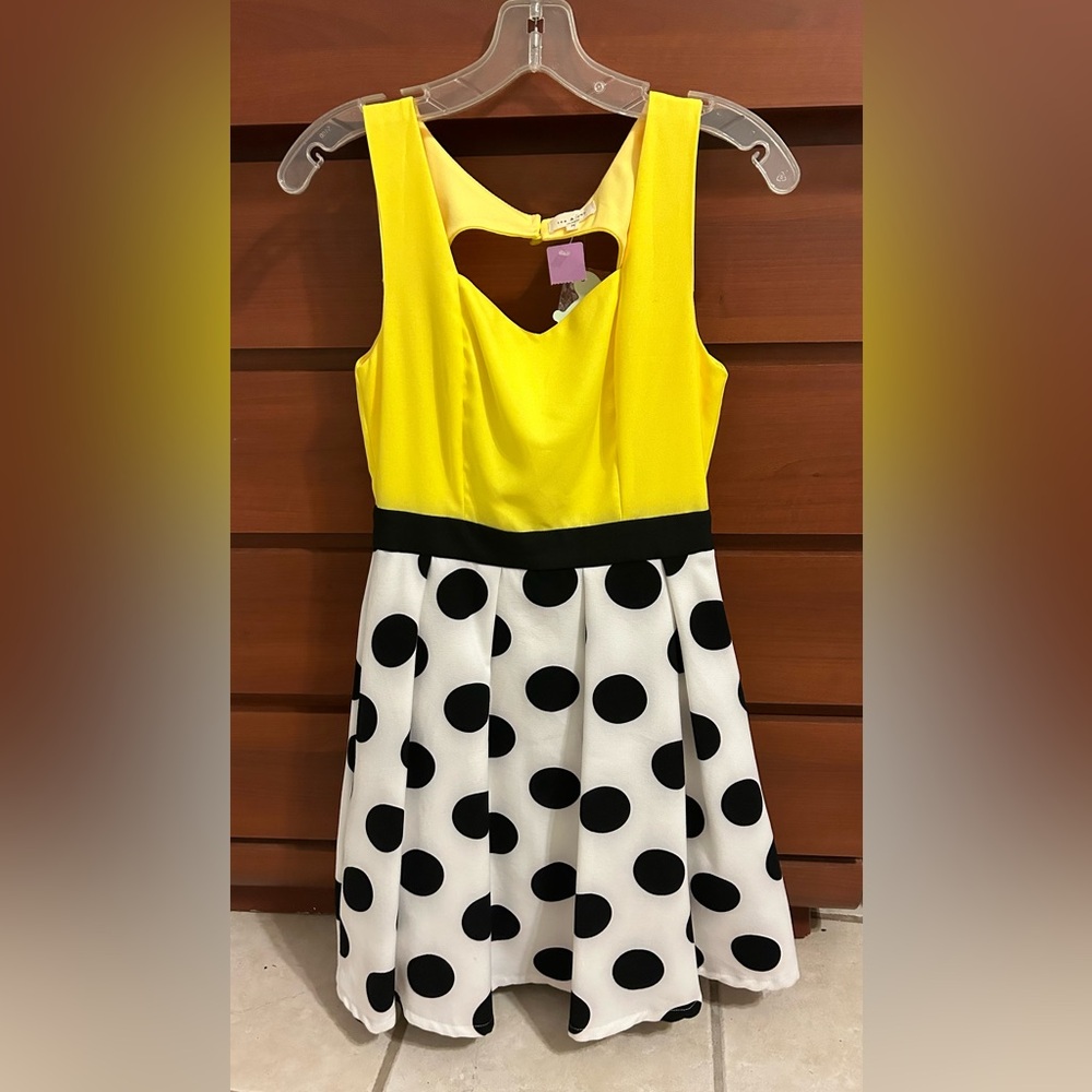 NWT tea & cup Polka Dot Midi Pleated Whimsical Cocktail Party Dress Size M